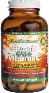 Green Nutritionals Organic Green Vitamin C Vegan Capsules 600mg 120 Caps