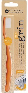 Grin Biodegradable Toothbrush Kids Extra Soft Orange x8