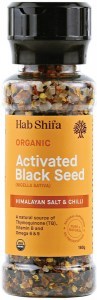 HAB SHIFA Organic Activated Black Seed with Himalayan Salt & Chilli Grinder 160g