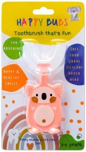 HAPPY BUBS Toothbrush Silicon U Shape Bear Pink (2 to 6 Years)