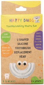 HAPPY BUBS Toothbrush Silicone U Shaped Replacement Head x 3 Pack (2-6 Years)