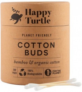Happy Turtle Organic Cotton & Bamboo Cotton Buds - 200 Tube