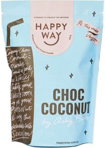 Happy Way Ashy Bines Vegan Protein Powder Choc Coconut 500g