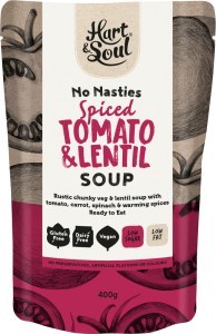 Hart & Soul All Natural Spiced Lentil Soup Pouch  Vegan 400g FEB25