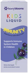 HENRY BLOOMS Kids Liquid Immunity Elderberry with Olive Leaf Blackcurrant 100ml