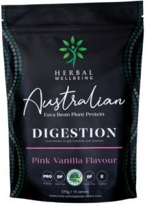 HERBAL WELLBEING Australian Fava Bean Plant Protein Digestion Pink Vanilla 375g