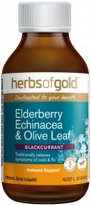 HERBS OF GOLD Elderberry Echinacea & Olive Leaf (Blackcurrant) Oral Liquid 100ml