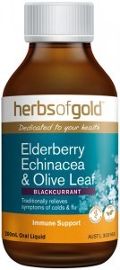 HERBS OF GOLD Elderberry Echinacea & Olive Leaf (Blackcurrant) Oral Liquid 200ml
