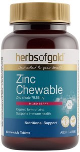 HERBS OF GOLD Zinc Chewable Mixed Berry 60t