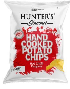 Hunter's Hand Cooked Potato Chips Hot Chilli Peppers  125g