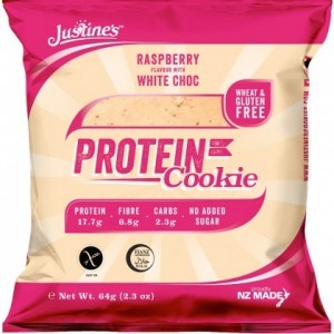 Justine's Complete Protein Cookie Raspberry White Choc 64g