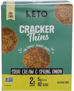 Keto Naturals Cracker Thins Sour Cream & Spring Onion 6x64g
