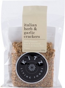 Kitz Living Foods Organic Italian Herb & Garlic Crackers 100g