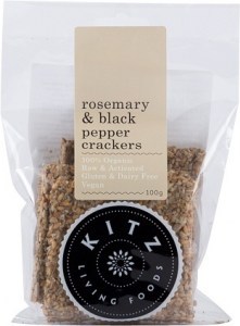 Kitz Living Foods Organic Rosemary & Black Pepper Crackers  100g