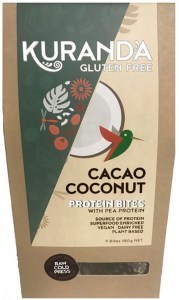 KURANDA WHOLEFOODS Gluten Free Protein Bites Cacao Coconut 20g x 9 Pack