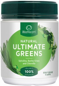 LIFESTREAM Natural Ultimate Greens (spirulina, barley grass & chlorella) 250vc