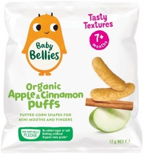 Little Bellies Organic Baby Puffs Finger Food Baked Apple Cinnamon  (9+ months)12g