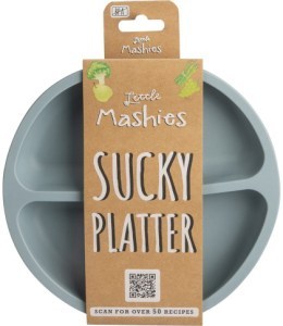 Little Mashies Silicone Sucky Platter Plate Dusty Blue  
