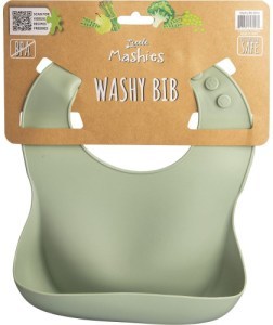 Little Mashies Silicone Washy Bib Olive  