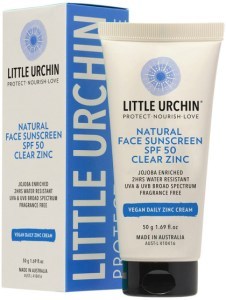 LITTLE URCHIN Natural Face Sunscreen Clear Zinc SPF 50 50g