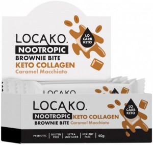 LOCAKO Keto Collagen Brownie Bite (Nootropic) Caramel Macchiato 40g x 15 Display