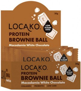 LOCAKO Protein Brownie Ball Macadamia White Chocolate 30g x 10 Display