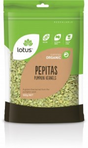 Lotus Organic Pepitas(Pumpkin Kernels) Raw 500g