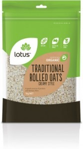 Lotus Organic Traditional Rolled Oats Creamy Style 1Kg