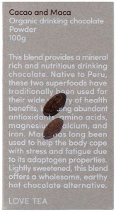LOVE TEA Organic Cacao and Maca Drinking Chocolate Powder 100g