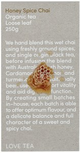 LOVE TEA Organic Honey Spice Chai Tea Loose Leaf 250g