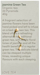 LOVE TEA Organic Jasmine Green Tea 20 Pyramids