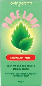 Loving Earth Crunchy Mint Dark Chocolate With Peppermint Crisp 11x80g