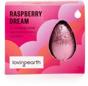 Loving Earth Organic Raspberry Dream (2x Raspberry Creme Eggs in Smooth Mylk Choc) 74g