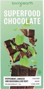 Loving Earth Superfood Chocolate P/Mint, Aniseed, MarshmallowRoot 11x70g
