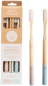 LUVIN' LIFE Biodegradable Bamboo Toothbrush Adult Medium (2 Colour Pack) Pink Lake & Summer Sky x 2 