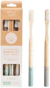 LUVIN' LIFE Biodegradable Bamboo Toothbrush Adult Soft (2 Colour Pack) Sage & Mist x 2 Pack