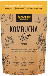MAVELLA SUPERFOODS Kombucha + Gut Powder with Australian Native Lemon Aspen & Lemon Myrtle & Ginger 