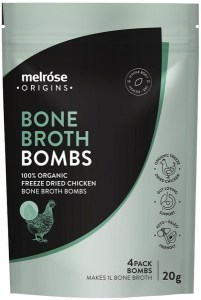 MELROSE ORIGINS Bone Broth Bombs (100% Organic Freeze Dried Chicken) x 4 Pack (Net 20g)