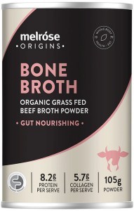 MELROSE ORIGINS Bone Broth (Organic Grass Fed Beef) Gut Nourishing (Turmeric) Powder 105g
