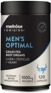 MELROSE ORIGINS Men's Optimal (Grass Fed Beef Organs 1000mg: Liver + Testicles + Heart) 120c