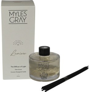 Myles Gray Crystal Infused Reed Diffuser Lumiere | Light | Coconut, Pineapple, Vanilla 200ml