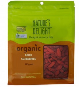 NATURE'S DELIGHT Organic Dried Goji Berries 175g