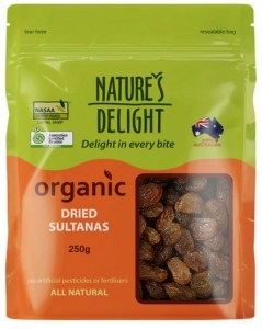 NATURE'S DELIGHT Organic Dried Sultanas 250g
