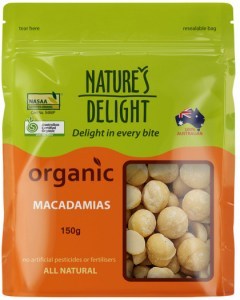 NATURE'S DELIGHT Organic Macadamias 150g