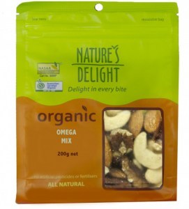 NATURE'S DELIGHT Organic Omega Mix (cashews, brazil nuts, almonds, walnuts & pecans) 200g