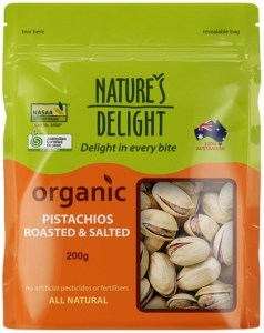 NATURE'S DELIGHT Organic Pistachios Roasted & Salted 200g