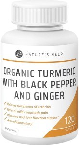 Nature's Help Organic Turmeric Capsules with Black Pepper & Ginger 120 Caps