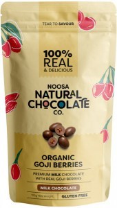 NOOSA NATURAL CHOCOLATE CO. Milk Chocolate Organic Goji Berries 125g