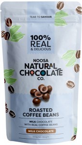 NOOSA NATURAL CHOCOLATE CO. Milk Chocolate Roasted Coffee Beans 100g