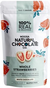 NOOSA NATURAL CHOCOLATE CO. White Chocolate Whole Strawberries 100g
